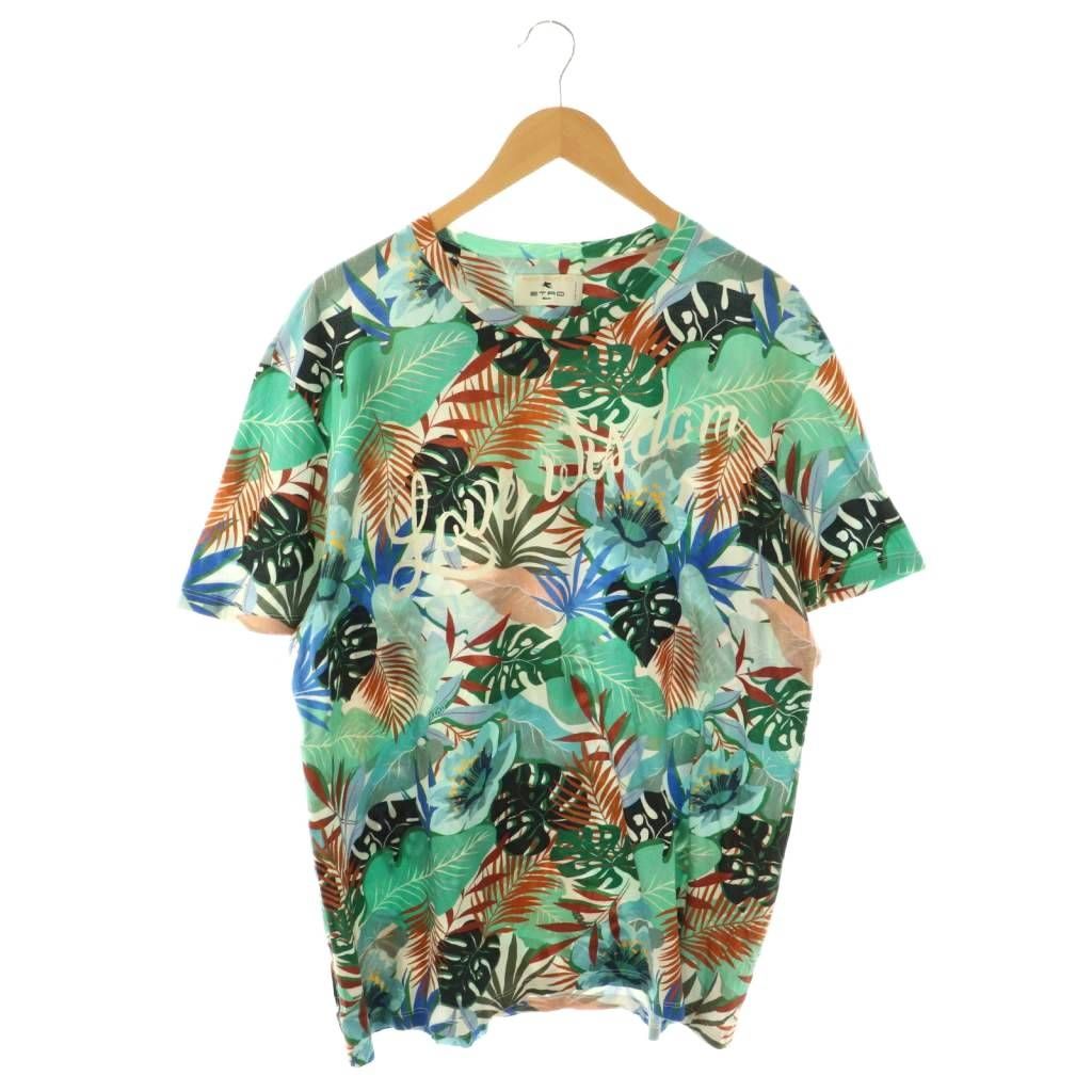 エトロ ETRO Tシャツ 半袖 総柄 ハンドペイント ロゴ XL マルチカラー /DF ■GY18