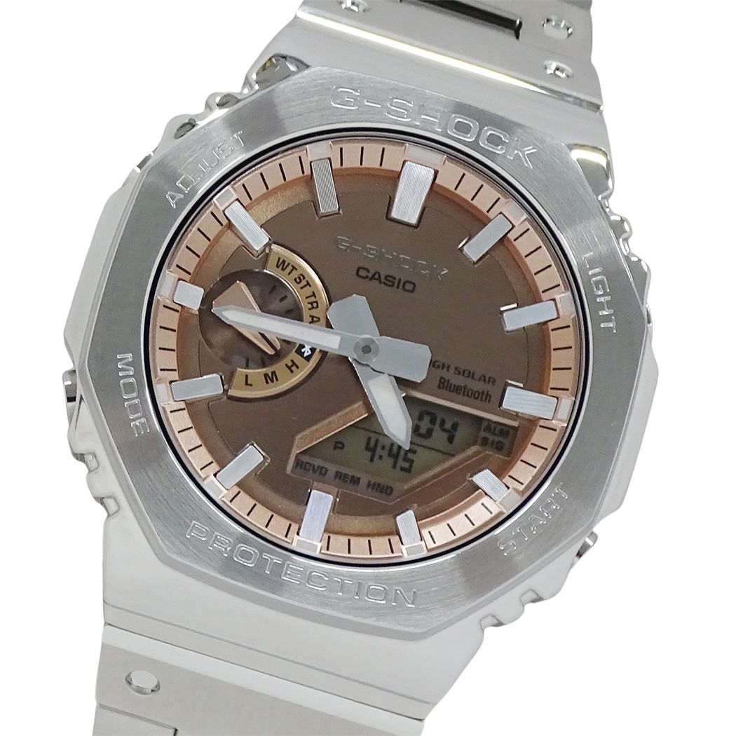 カシオ CASIO G-SHOCK フルメタル 2100シリーズ GM-B2100AD-5AJF 時計 メンズ ブランド タフソーラー ステンレス SS シルバー ピンク系 【中古】