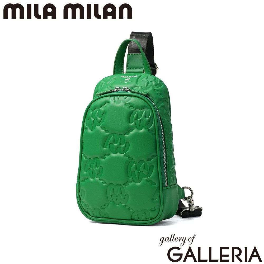 ミラ・ミラン ボディバッグ レディース メンズ 小さい mila milan きれいめ ブランド 小さめ ミニ ショルダー 斜めがけ 大人 ナイロン 軽い 軽量 かっこいい おしゃれ 縦型 旅行 シンプル カリーナ 1SLD 263901 グリーン