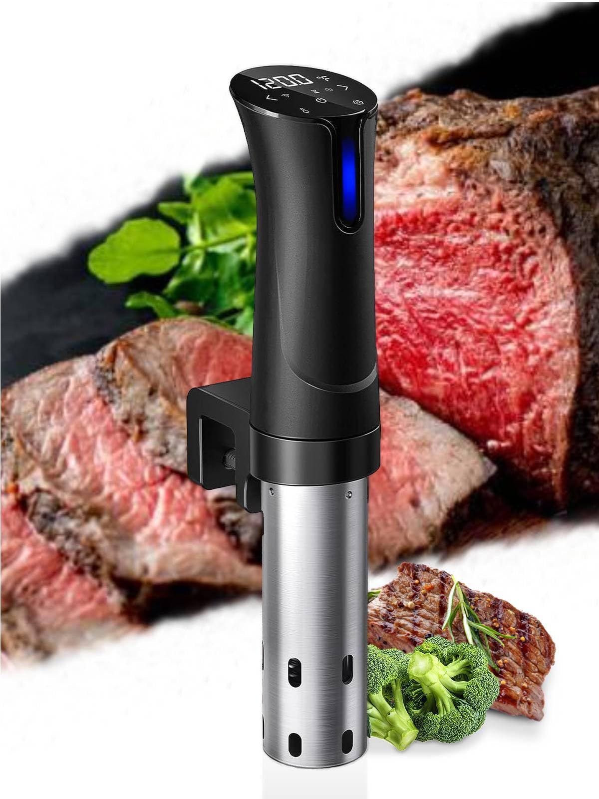低温調理器 24時間 予約機能付き Sous vide スロークッカー 真空調理器 保温機能付き 低温調理機 日本向けに設計 1000Wハイパワー コンパクト軽量 家庭用 水温精確制御クッカー (black, Medium)★ 560cb189