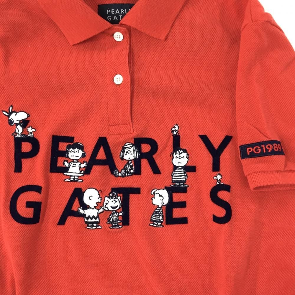 美品】パーリーゲイツ×PEANUTS 半袖ポロシャツ レッド×ネイビー
