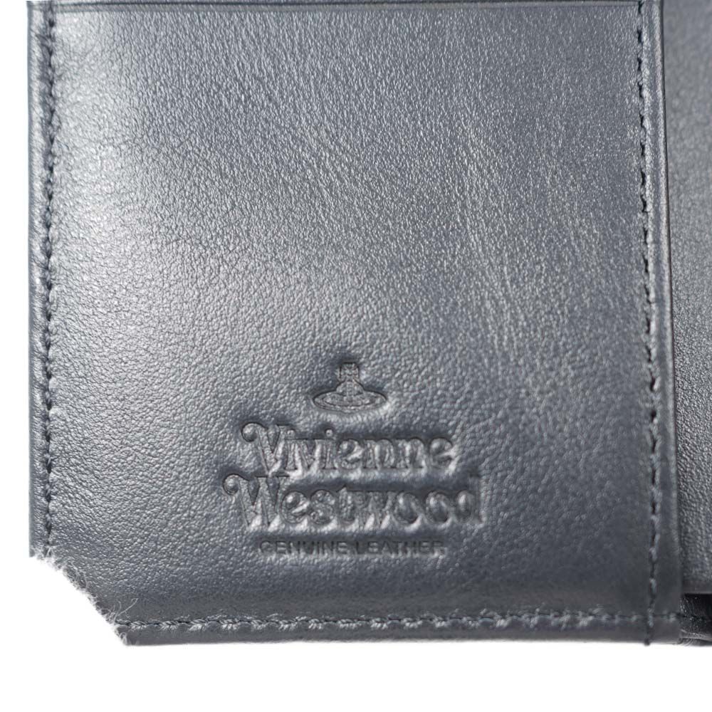 ヴィヴィアンウエストウッド 三つ折り財布 がま口 小銭入れ有 サフィアーノレザー 本革 コンパクト メタルオーブ レディース ブラック ゴールド Vivienne Westwood WALLET 51010018-L001N-N403