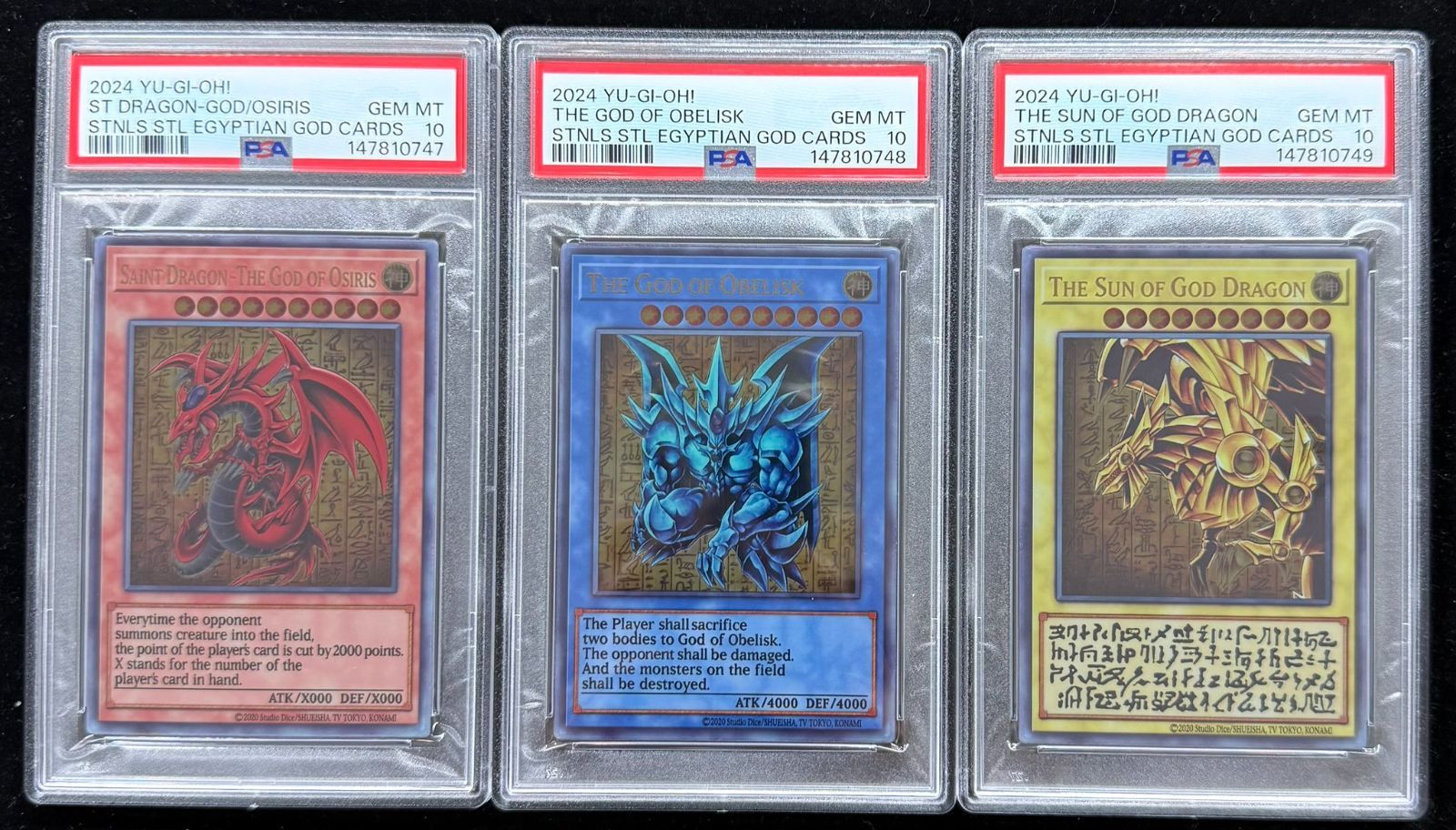 遊戯王 三幻神 ステンレス psa10 3連番 オベリスク オシリス ラー
