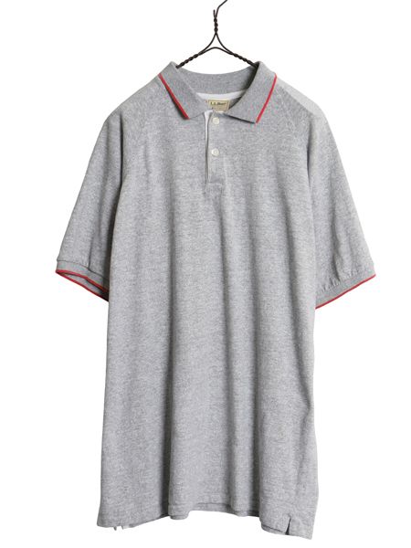 80s USA製 エルエルビーン チャンピオン 別注 半袖 ポロシャツ メンズ XL ヴィンテージ 88 12 無地 半袖シャツ 大きいサイズ 霜降り グレー