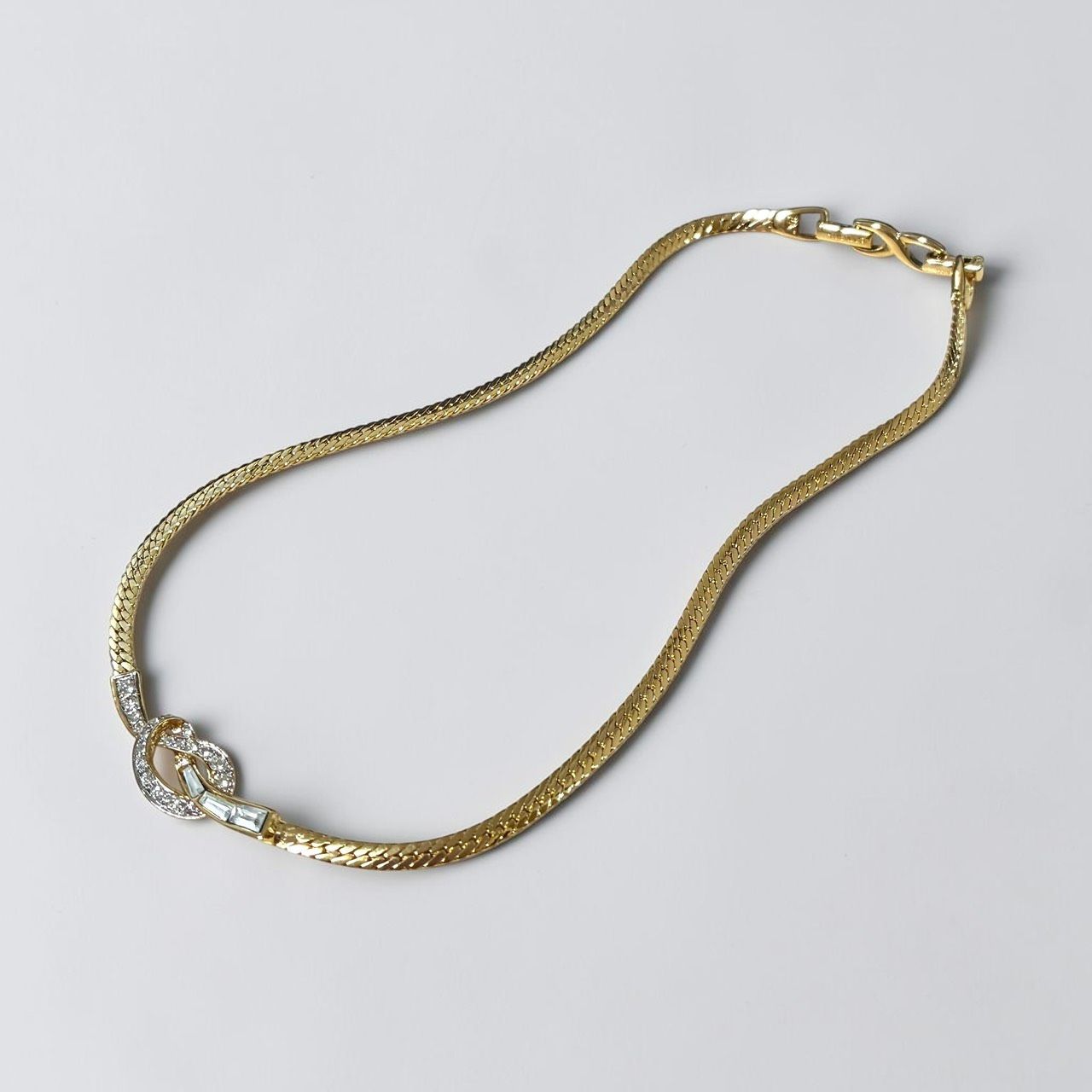 美品】◇ニナリッチ◇ ネックレス / ゴールド / ラインストーン/リボン 