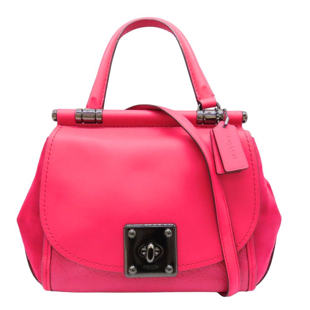【中古】COACH コーチ F-1680-38388 ショルダーバッグ ハンドバッグ 2WAY ピンク ショッキングピンク COACHタグ 肩掛け A2602688【無料ギフトラッピング承ります】