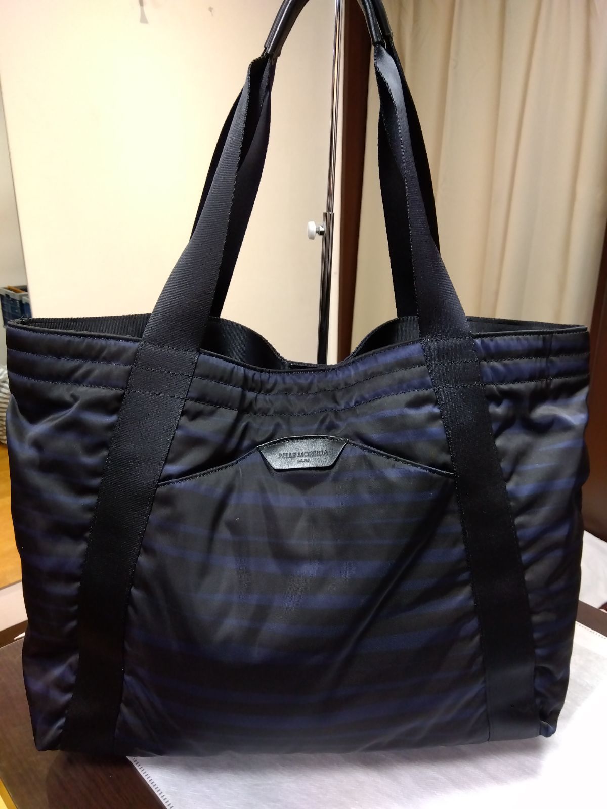 M20　PELLE MORBIDA　ペッレモルビダ　ONDA　トートバッグ　大容量　リモンタナイロン　黒×紺　ユニセックス