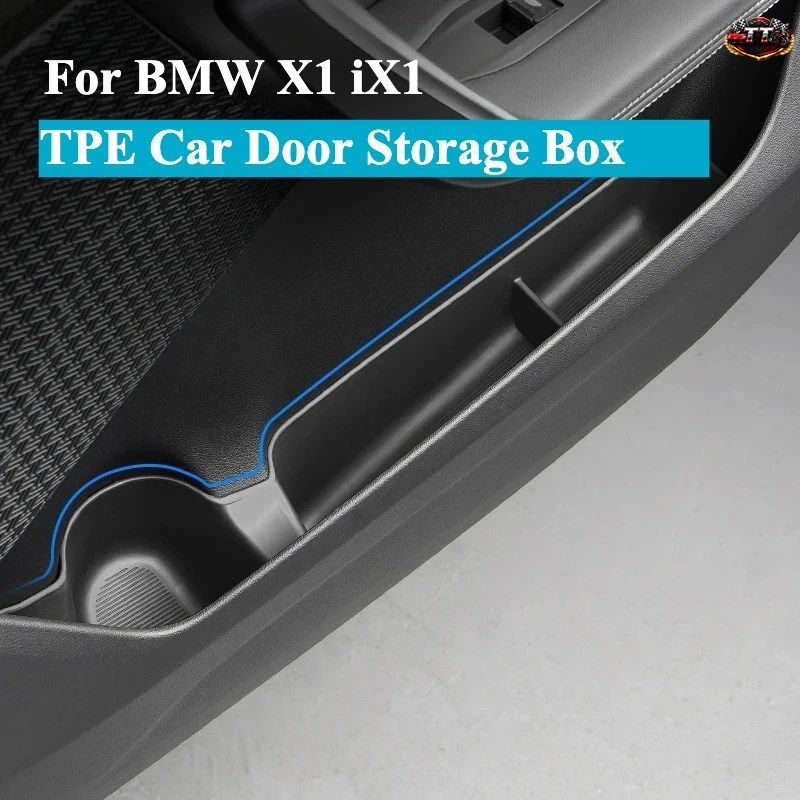 BMW X1 IX1 2023-2024 ドアオーガナイザー - 1セット フロント/リア収納トレイ カップホルダー付き インテリア素材