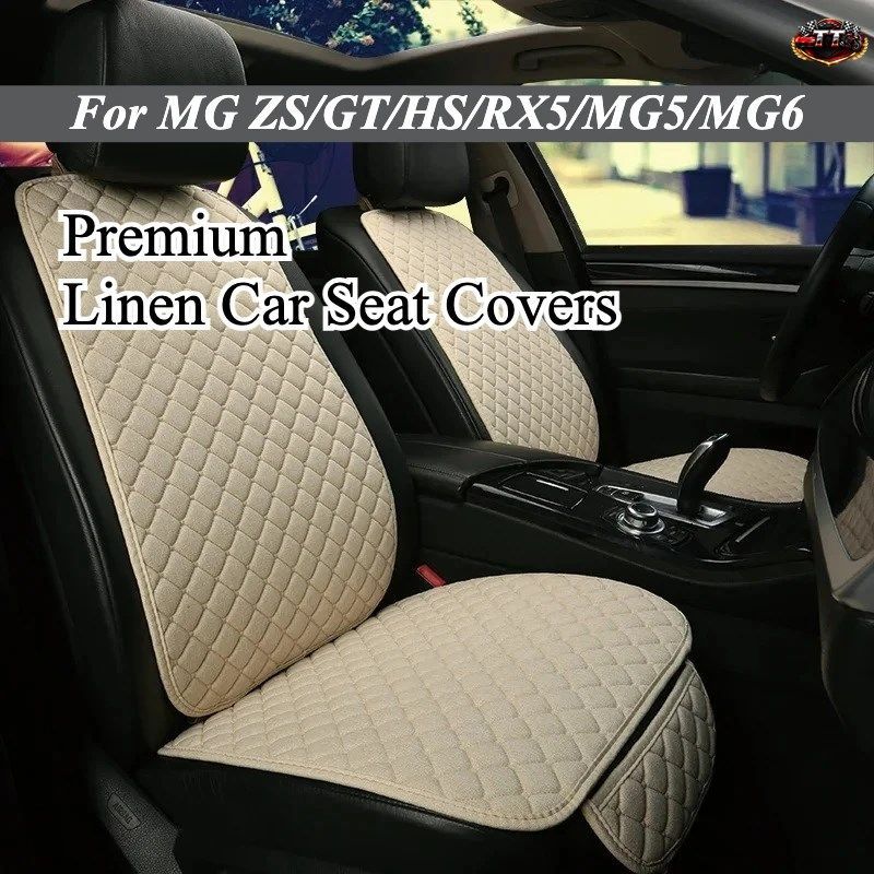 リネン製カーシートカバー - フルセット MG ZS/GT/HS/RX5/MG5/MG6 フロント/リアシート用 通気性クッションプロテクター
