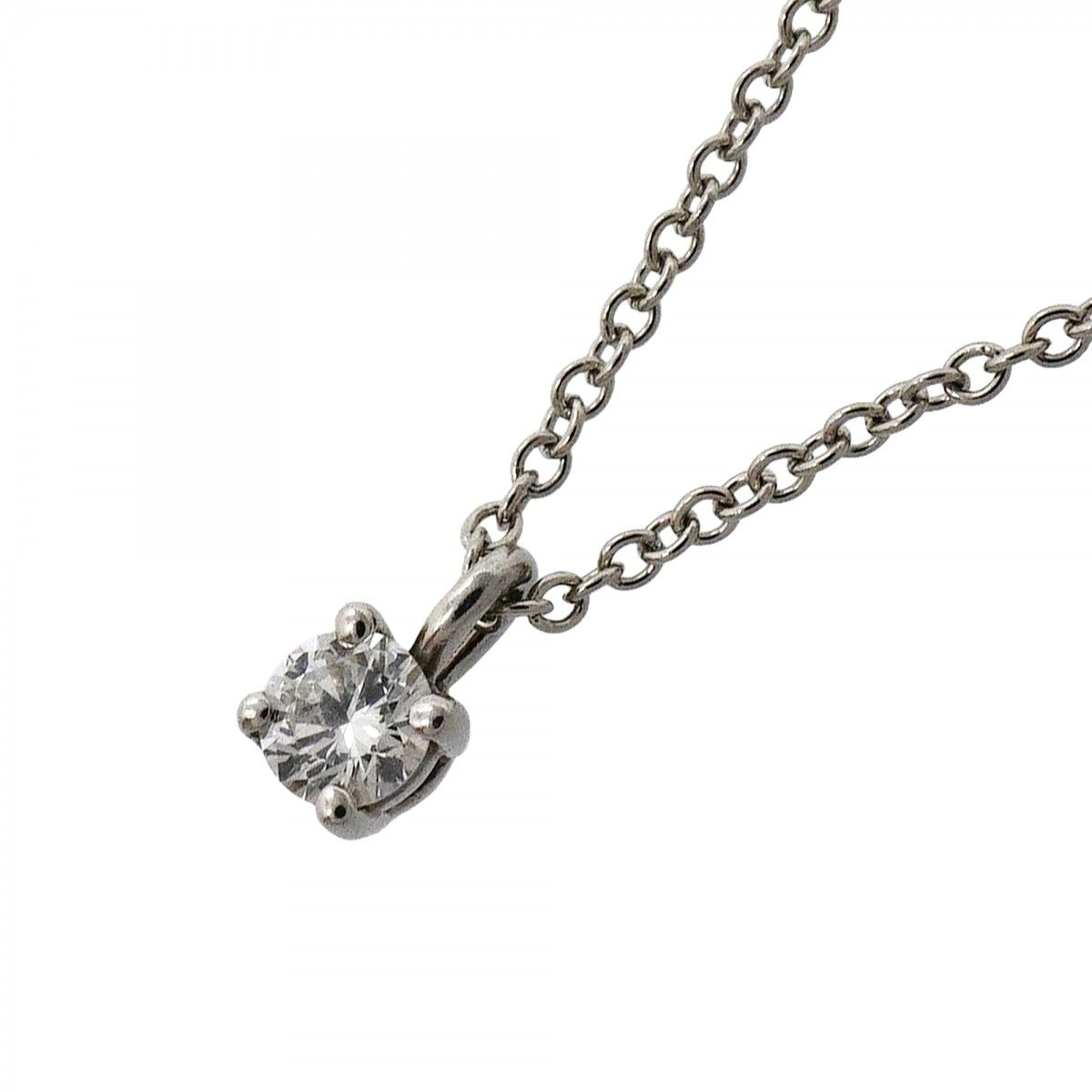 【6jfb0462】ティファニー ネックレス ソリティア 1PD Pt950 プラチナ ダイヤモンド【中古】レディース