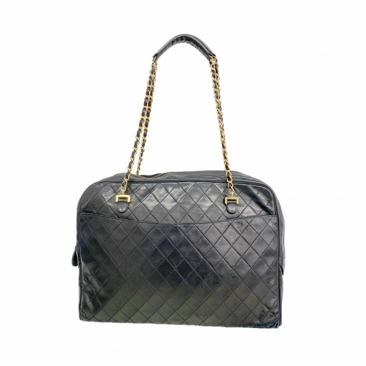 【6fd4987-k】シャネル ショルダーバッグ マトラッセ ラムスキン ブラック ゴールド金具【中古】レディース
