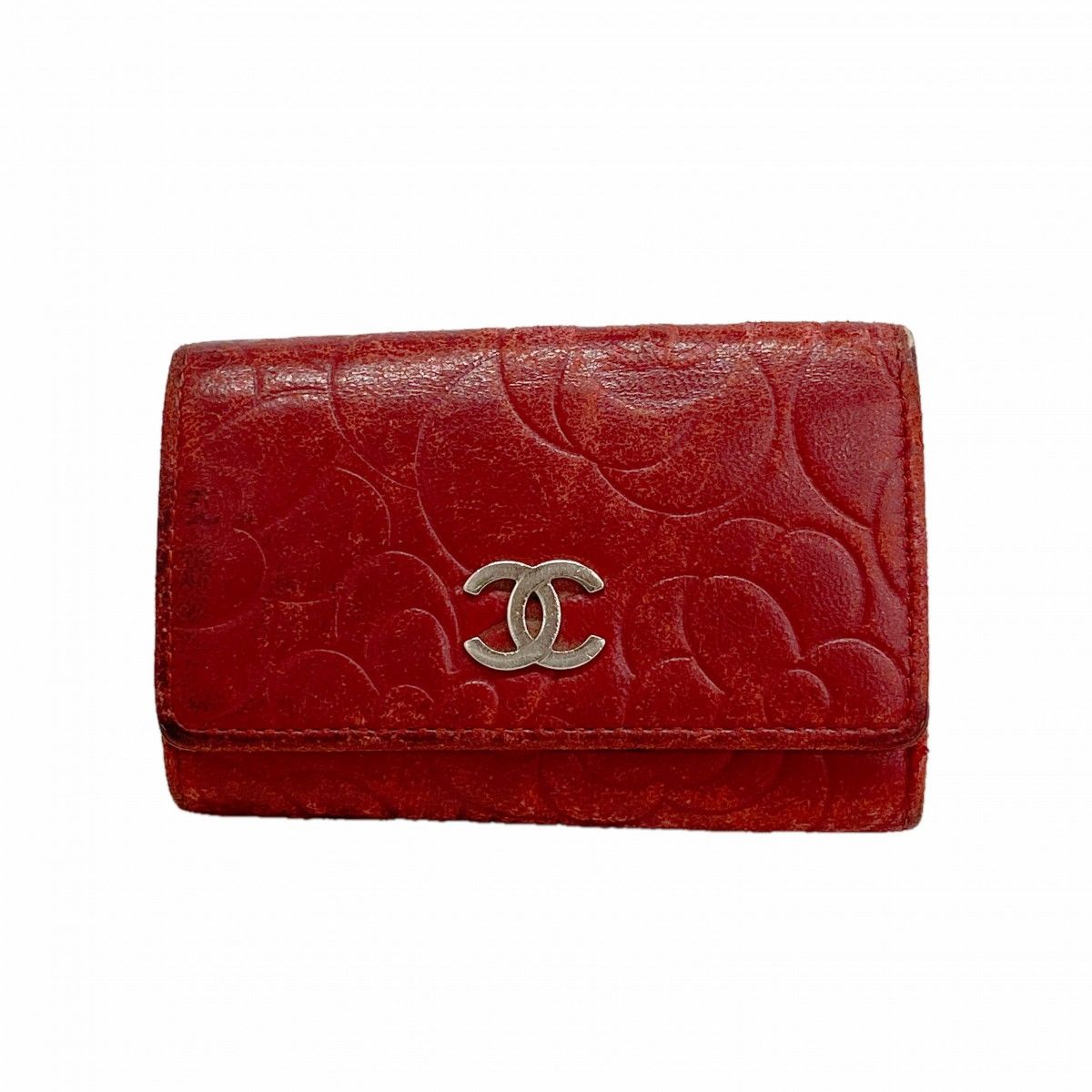 【6fd5067-k】シャネル キーケース カメリア ラムスキン レッド シルバー金具【中古】レディース 15,451円