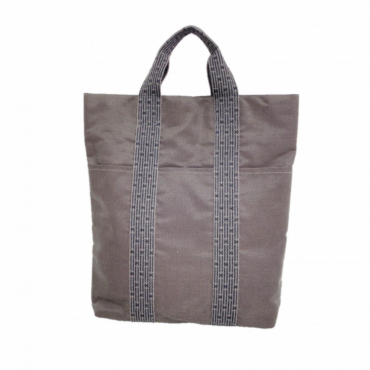【6fd5072-k】エルメス トートバッグ エールラインカバス キャンバス グレー シルバー金具【中古】レディース
