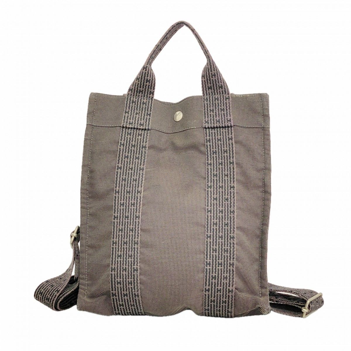 【6fd5074-k】エルメス リュック・デイパック エールラインアドPM キャンバス グレー シルバー金具【中古】レディース