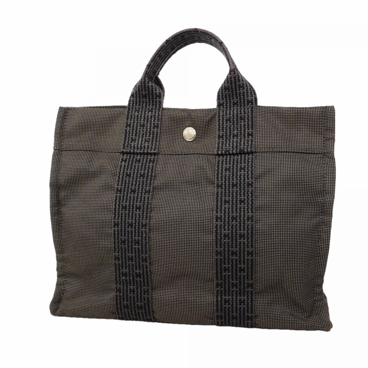 【6fd5097-k】エルメス ハンドバッグ エールラインPM キャンバス グレー シルバー金具【中古】レディース