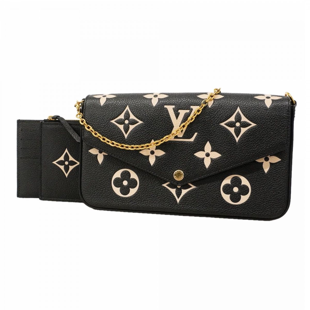 【6fd5092-k】ルイヴィトン ショルダーウォレット モノグラム・アンプラント バイカラー ポシェットフェリシー M80482 ブラック ベージュ【中古】レディース