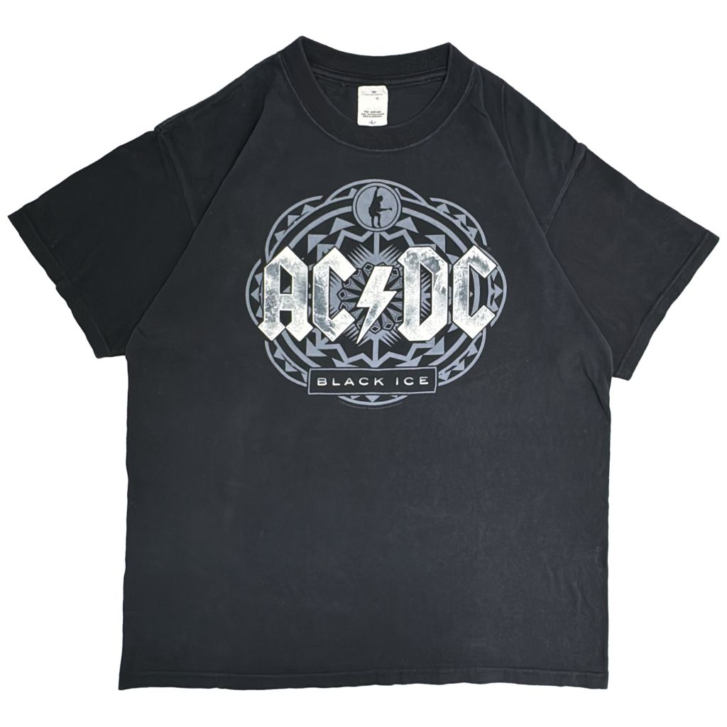 00年代 ACDC エーシーディーシー BLACK ICE 半袖Ｔシャツ バンド ブラック(メンズ L)中古 古着 Y4306