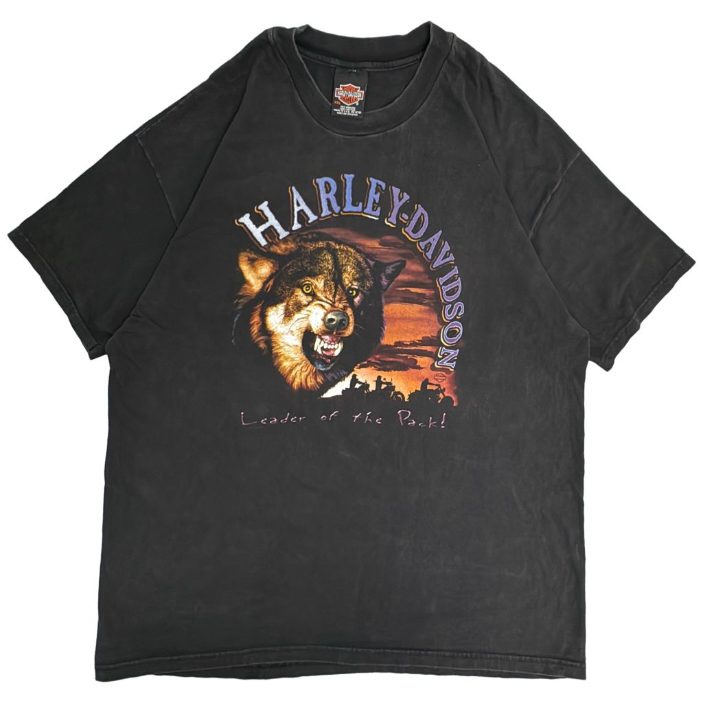 90年代 USA製 HARLEY DAVIDSON ハーレーダビッドソン 半袖Ｔシャツ 大きいサイズ モーターサイクル ブラック(メンズ XXL)中古 古着 Y4307