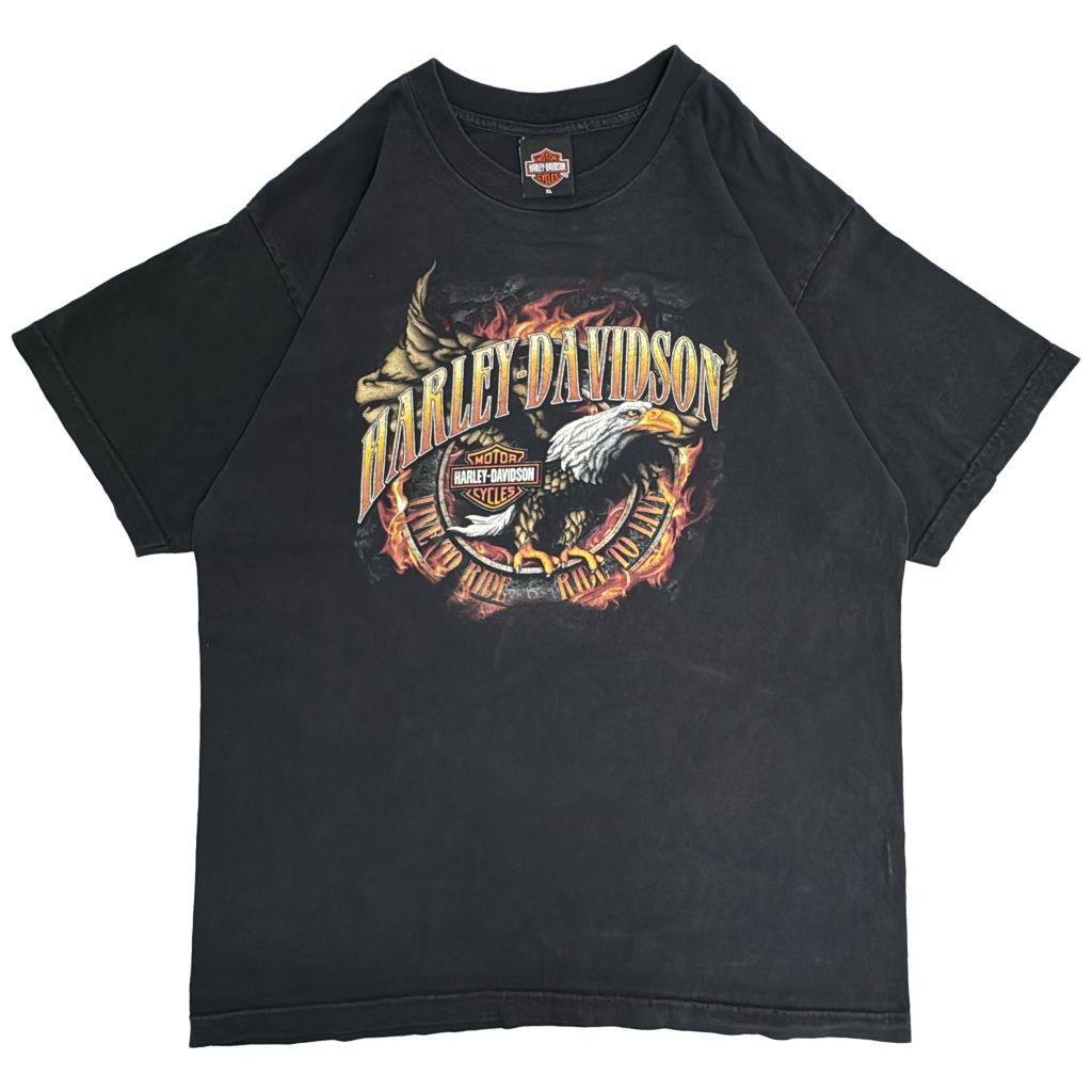 HARLEY DAVIDSON ハーレーダビッドソン Ｔシャツ モーターサイクル ブラック(メンズ XL)中古 古着 Y4310