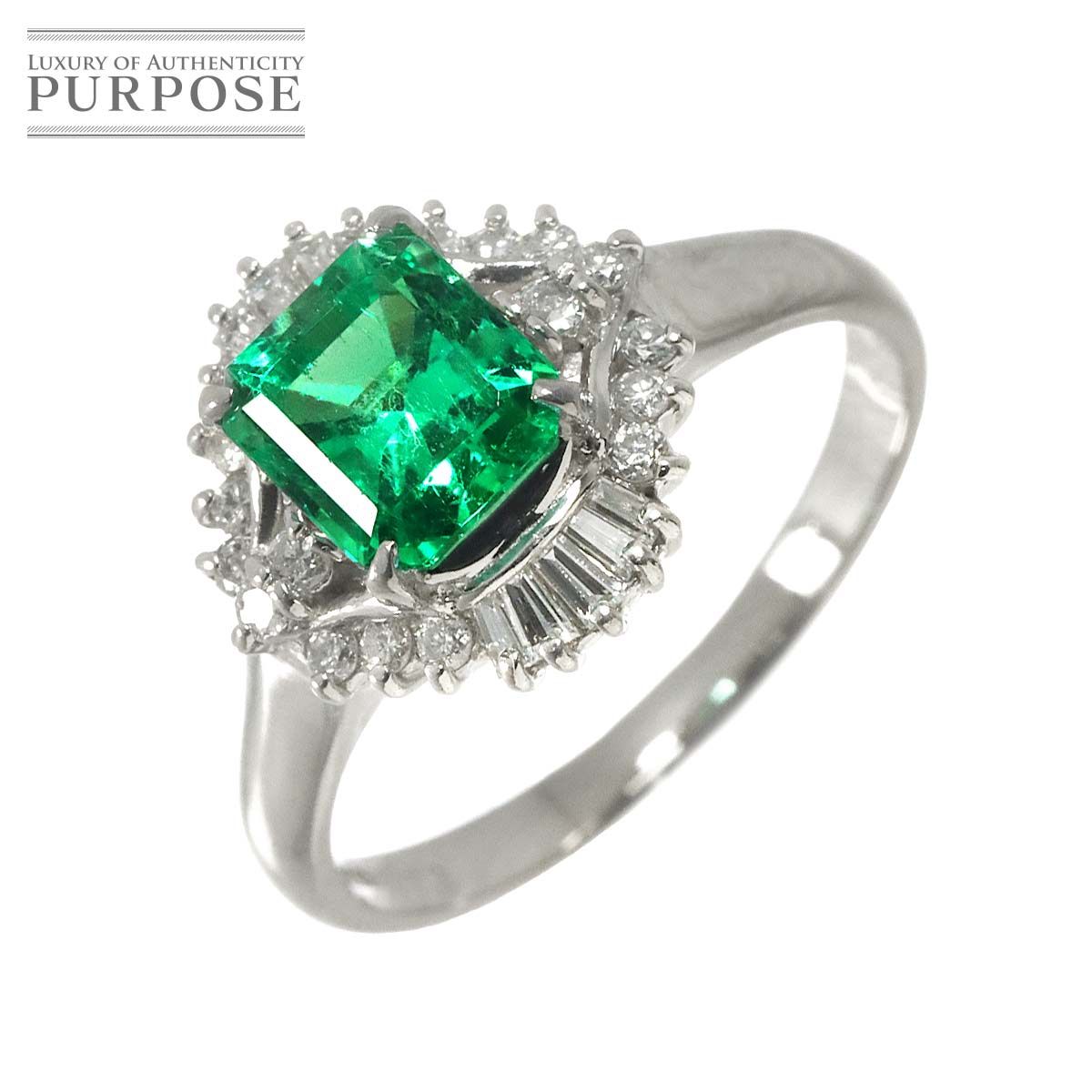 リング 19号 エメラルド 1.73ct ダイヤ 0.45ct Pt プラチナ 指輪
