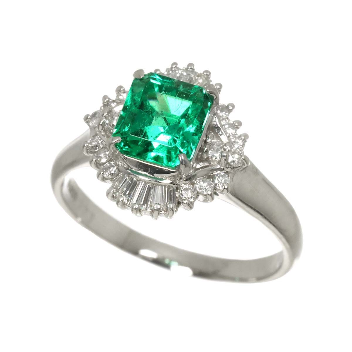 リング 19号 エメラルド 1.73ct ダイヤ 0.45ct Pt プラチナ 指輪