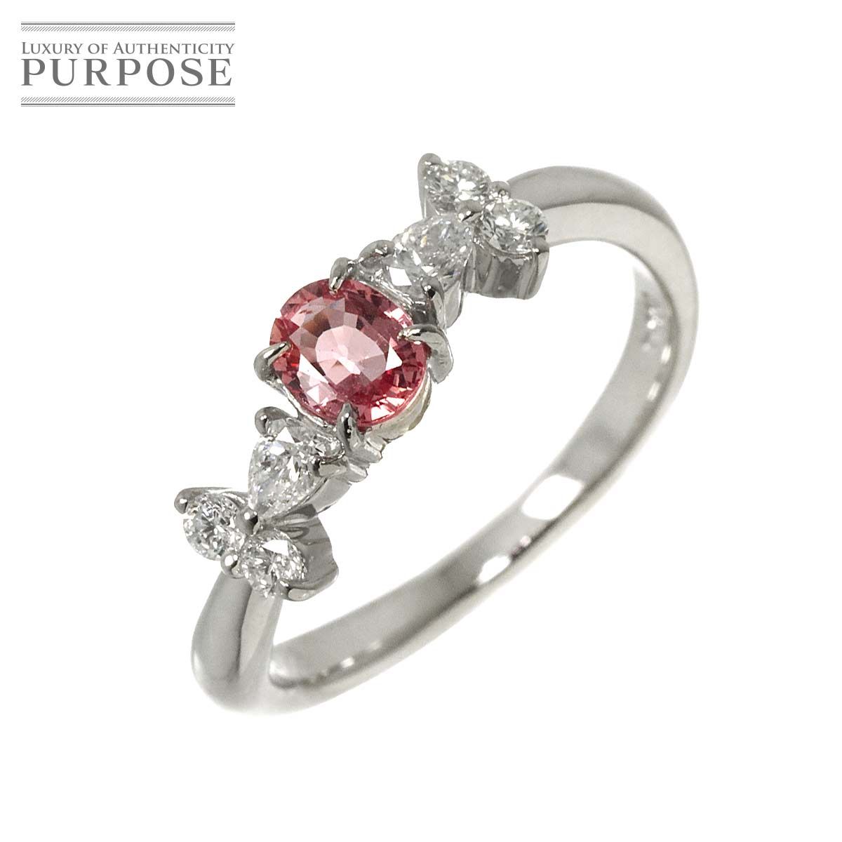 リング 11.5号 パパラチア サファイヤ 0.435ct ダイヤ 0.28ct Pt プラチナ 指輪 【鑑別書付き】 Sapphire Ring 90329663
