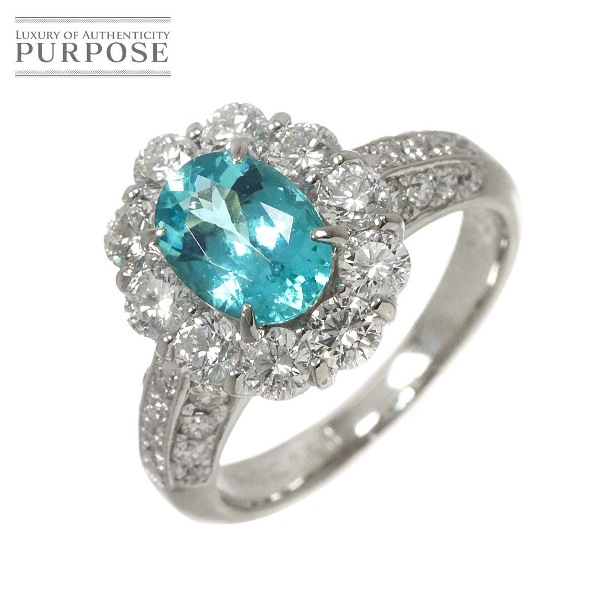 グリーントルマリン 1.20ct ダイヤ 1.38ct リング 11.5号 Pt プラチナ 指輪 【鑑別書付き】 Tourmaline Ring 90329772