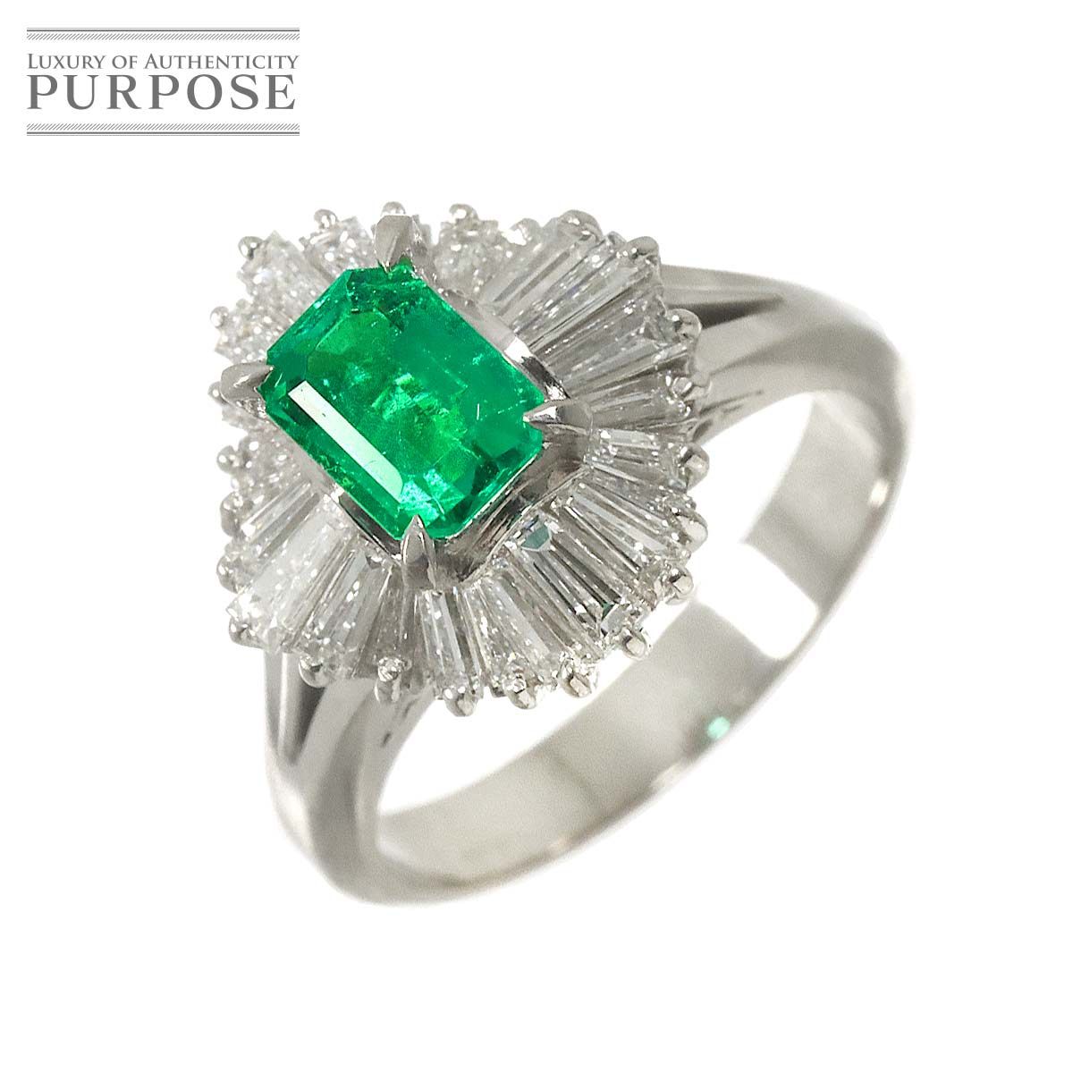 リング 11.5号 エメラルド 0.86ct ダイヤ 1.15ct Pt プラチナ 指輪 【ソーティング付き】 Emerald Ring 90329777