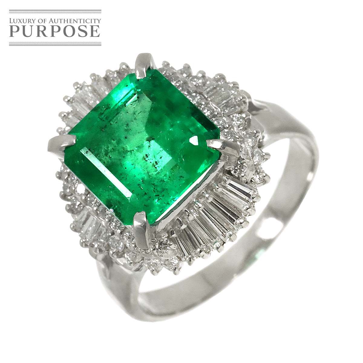 リング 16.5号 エメラルド 4.71ct ダイヤ 0.826ct Pt プラチナ 指輪 【ソーティング付き】 Emerald Ring 90329778