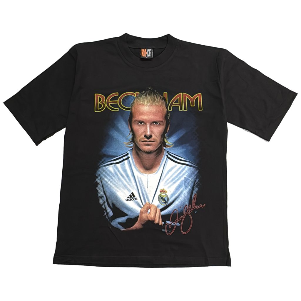 00年代 レアル・マドリード デビッド・ベッカム 半袖Ｔシャツ プロチーム サッカー ブラック(メンズ L)中古 古着 Y4368