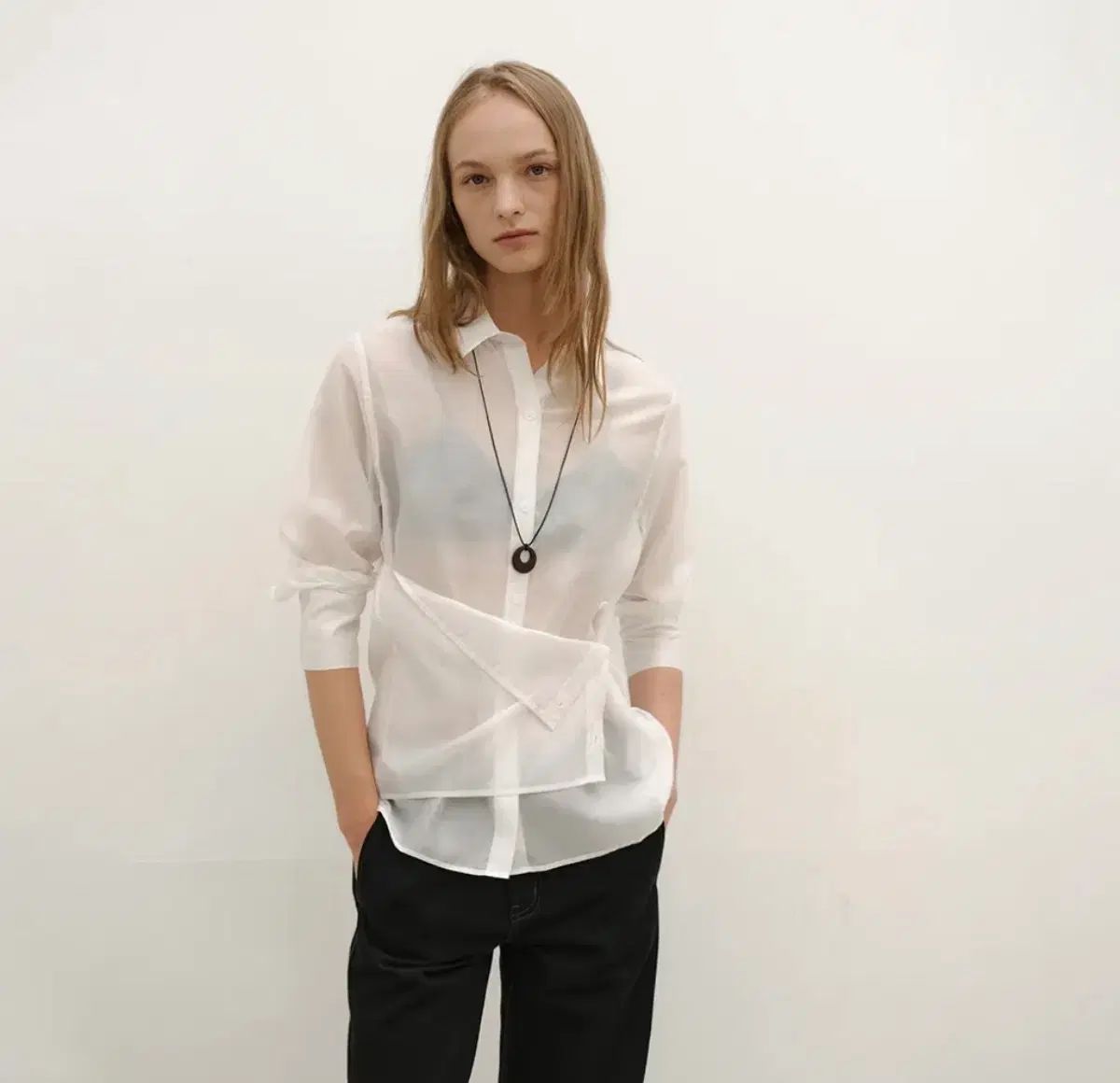 SILKY BUTTON WRAP SHIRT ロータイド シャツ ジェニ着用