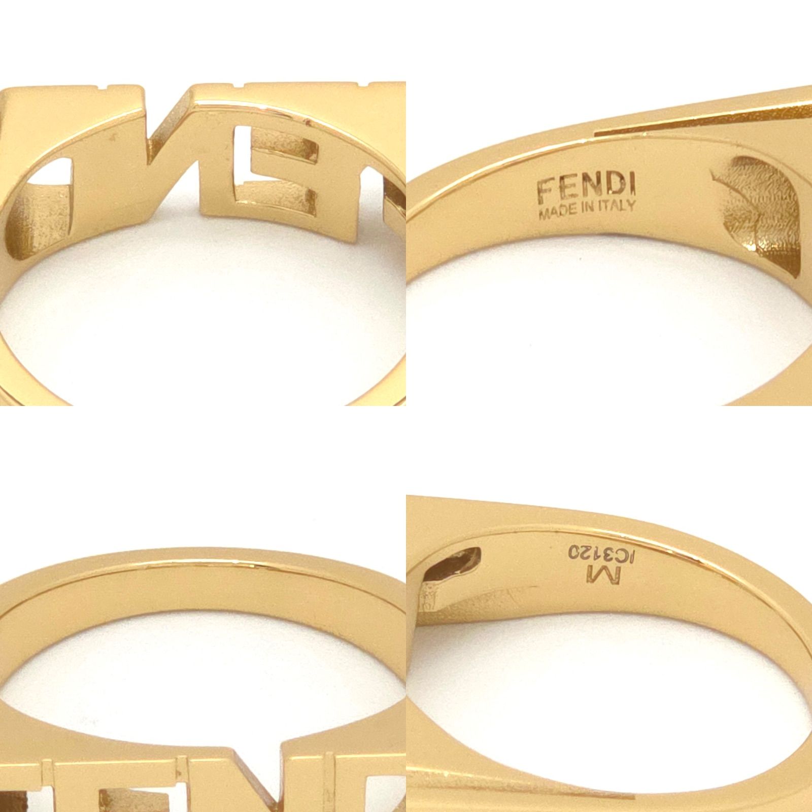 FENDI フェンディ レタリング ロゴ リング M 約22号 ゴールドトーン 