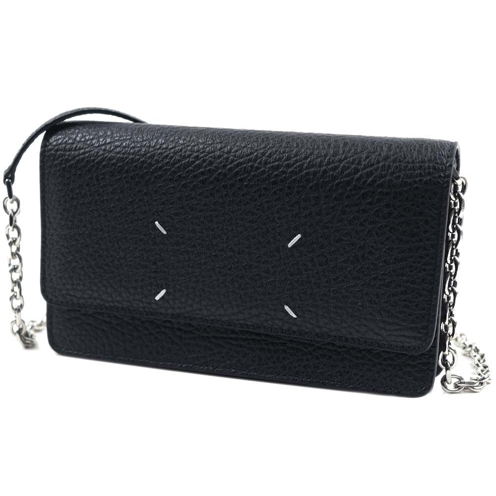 メゾンマルジェラ 長財布 Maison Margiela 4ステッチ チェーン ウォレット レザー ブラック WALLET ON CHAIN MEDIUM SA3UI0008 P4455 T8013