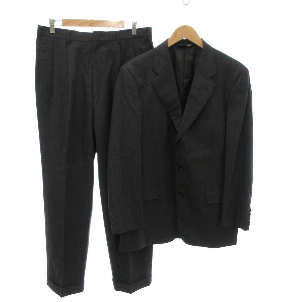 ブルックスブラザーズ BROOKS BROTHERS 美品 スーツ セットアップ テーラードジャケット スラックス パンツ シングルブレスト テーパード 40REG 32W ウール ダークグレー /MX 8,502円