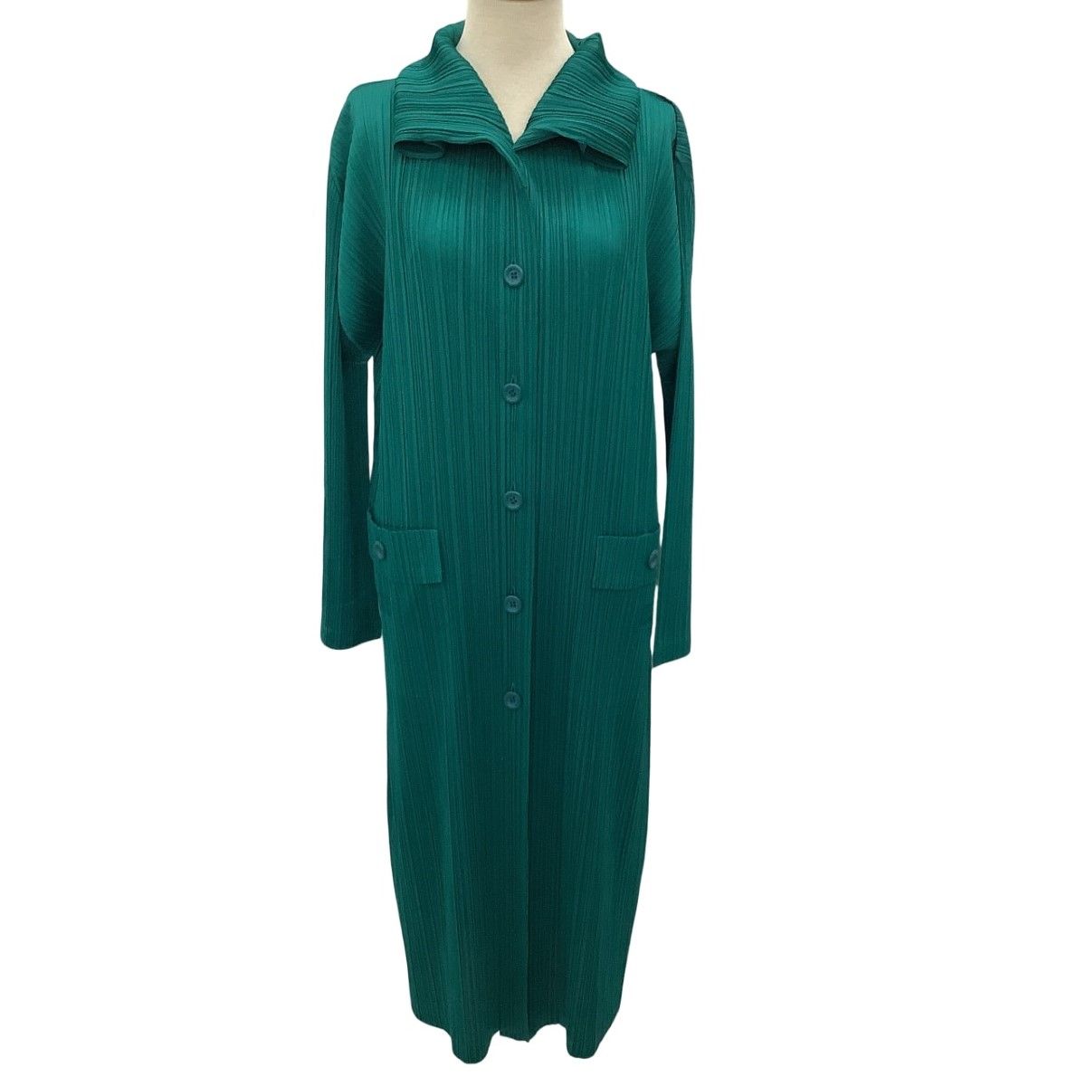 ISSEY MIYAKE イッセイミヤケ PLEATS PLEASE コート SIZE 2 PP71-JA106 エメラルドグリーン