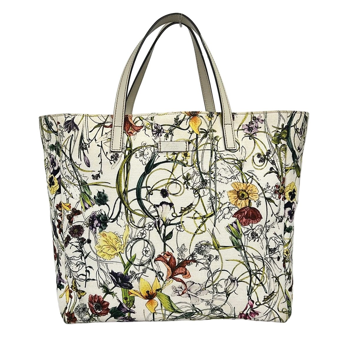 GUCCI(グッチ) トートバッグ フローラ 282439 アイボリー×グリーン×マルチ レザー