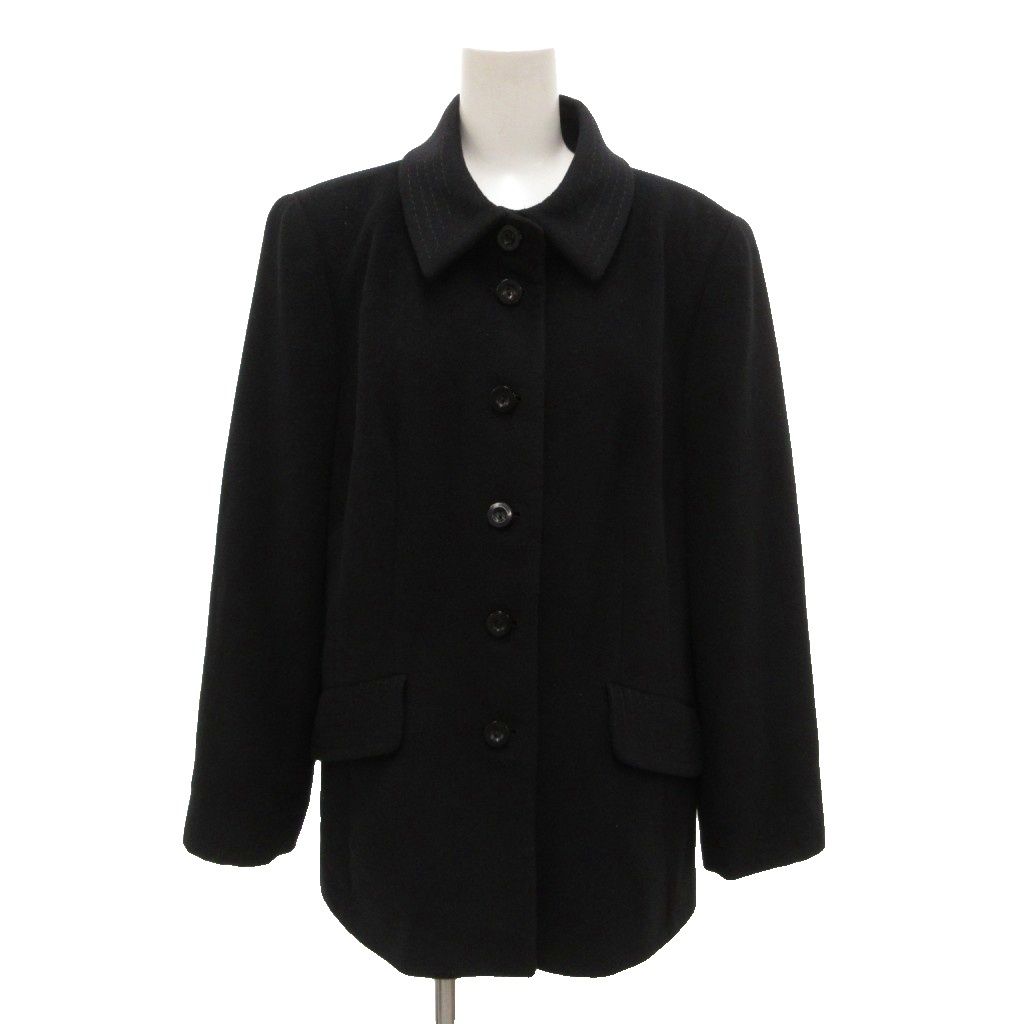 カルヴェン CARVEN ハーフコート ジャケット アンゴラ ステンカラー 46 黒 ブラック /JS ■ECF006