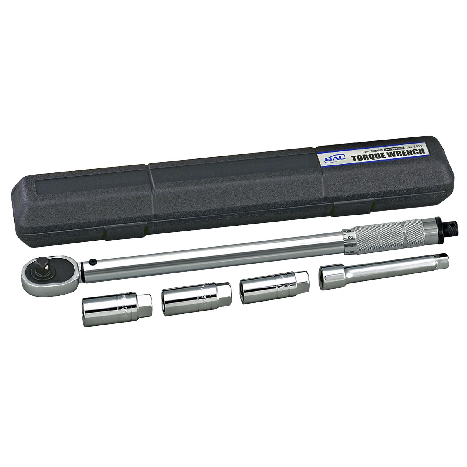 BAL(大橋産業) トルクレンチ 車 タイヤ交換 プレセット型 ラチェット 30?180N.m 差込角 12.7mm 精度 ±3% ディープソケット17mm 19mm 21mm エクステンション ケース付き No.2059t 6f27bbbf