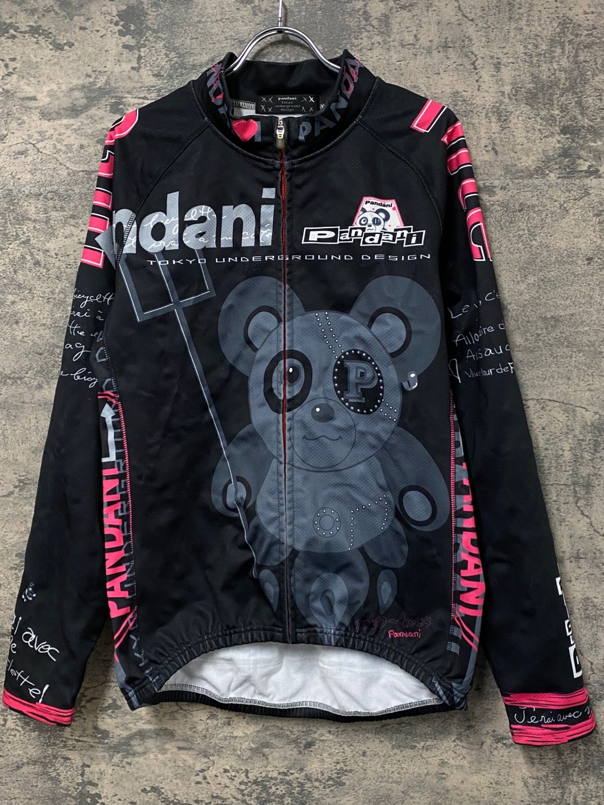 パンダーニ　サイクルジャージ KF660 パンダーニ pandani 長袖サイクルジャージ 黒 ピンク XL ※毛玉