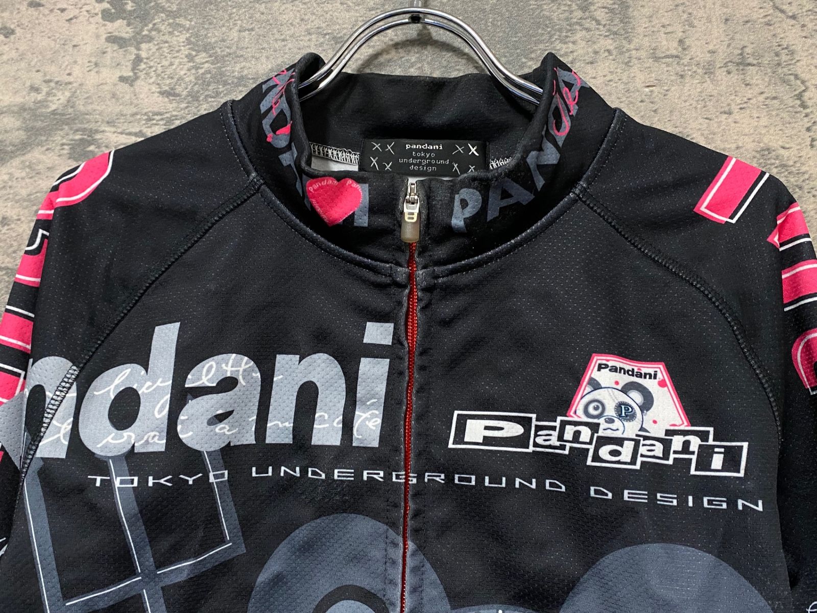 KF660 パンダーニ pandani 長袖サイクルジャージ 黒 ピンク XL ※毛玉
