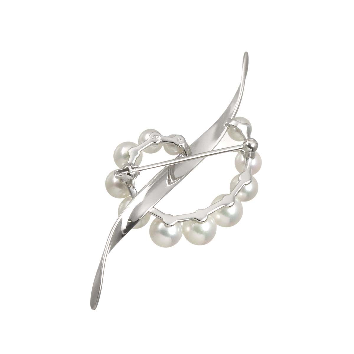 ミキモト MIKIMOTO アコヤ真珠 6.4-4.0mm ブローチ K18 WG ホワイト