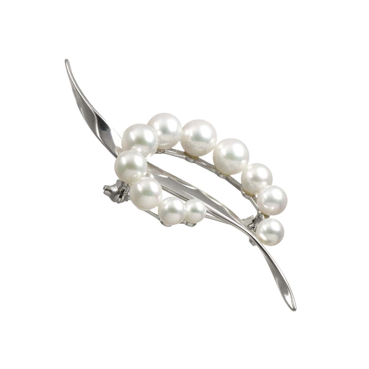 ミキモト MIKIMOTO アコヤ真珠 6.4-4.0mm ブローチ K18 WG ホワイト