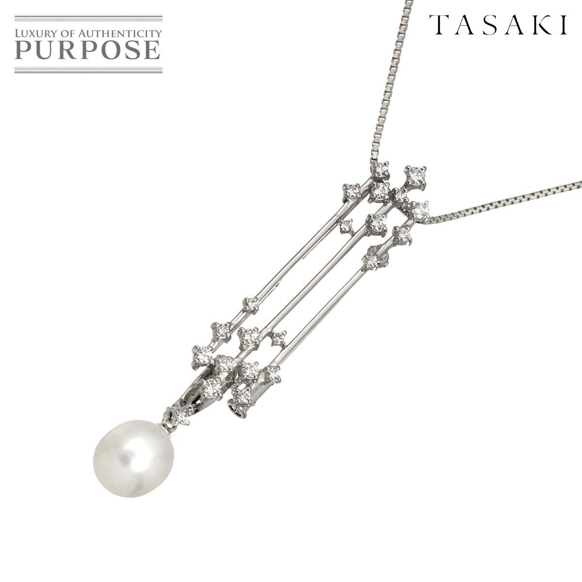タサキ TASAKI 白蝶真珠 ダイヤ 0.48ct/0.01ct ネックレス 50cm K18 WG 750 パール 3Way Pearl Necklace【証明書付き】 90319244
