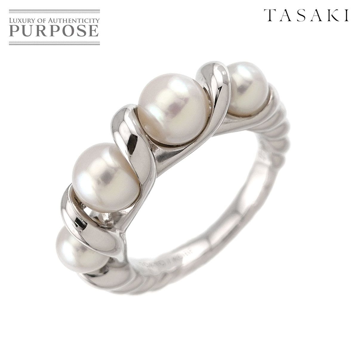タサキ TASAKI 8号 リング アコヤ真珠 5.6-4.5mm K18 WG ホワイトゴールド 750 パール 指輪 田崎真珠 Ring 90319902