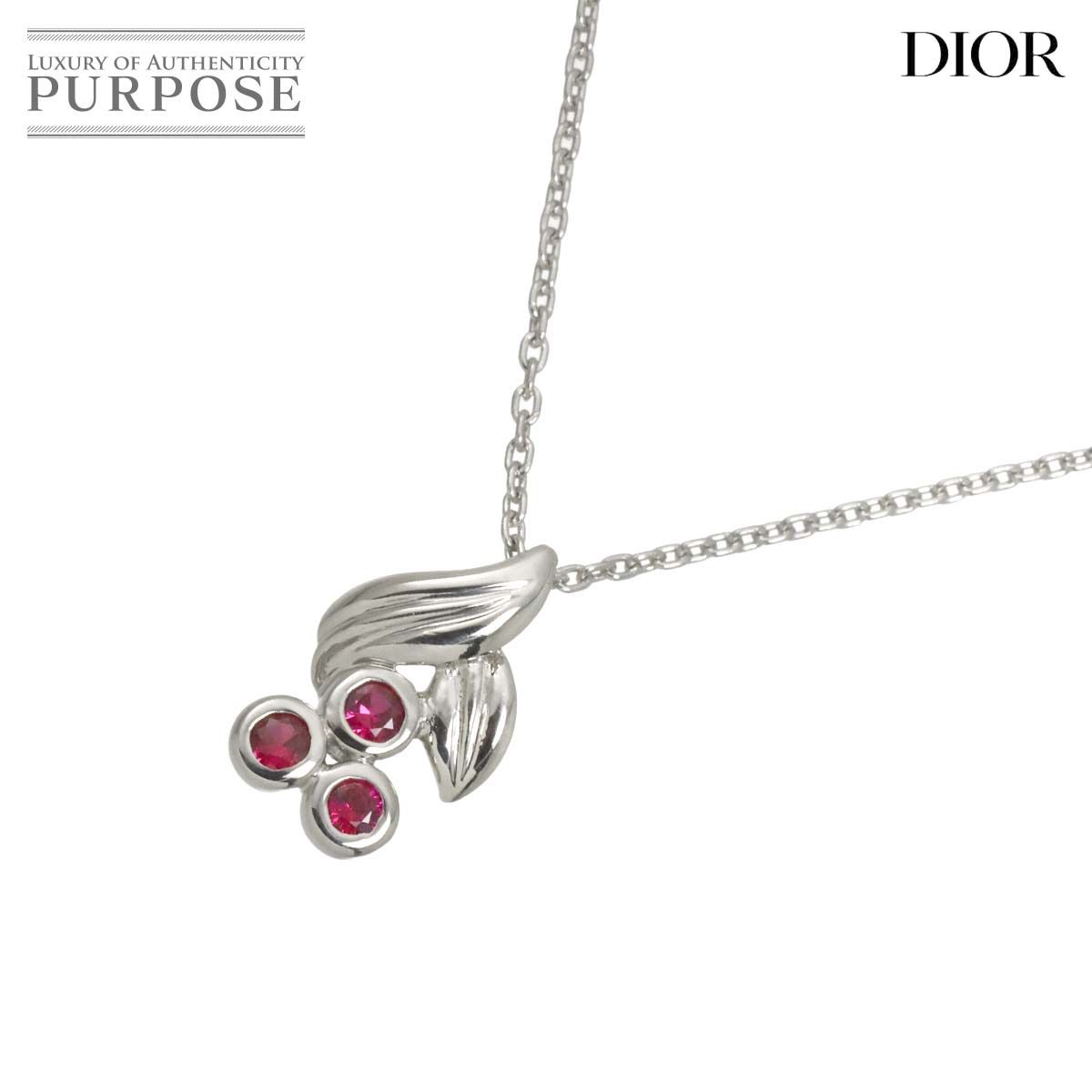 クリスチャン ディオール Christian Dior ルビー ネックレス 40cm Pt プラチナ Ruby Necklace 90321837