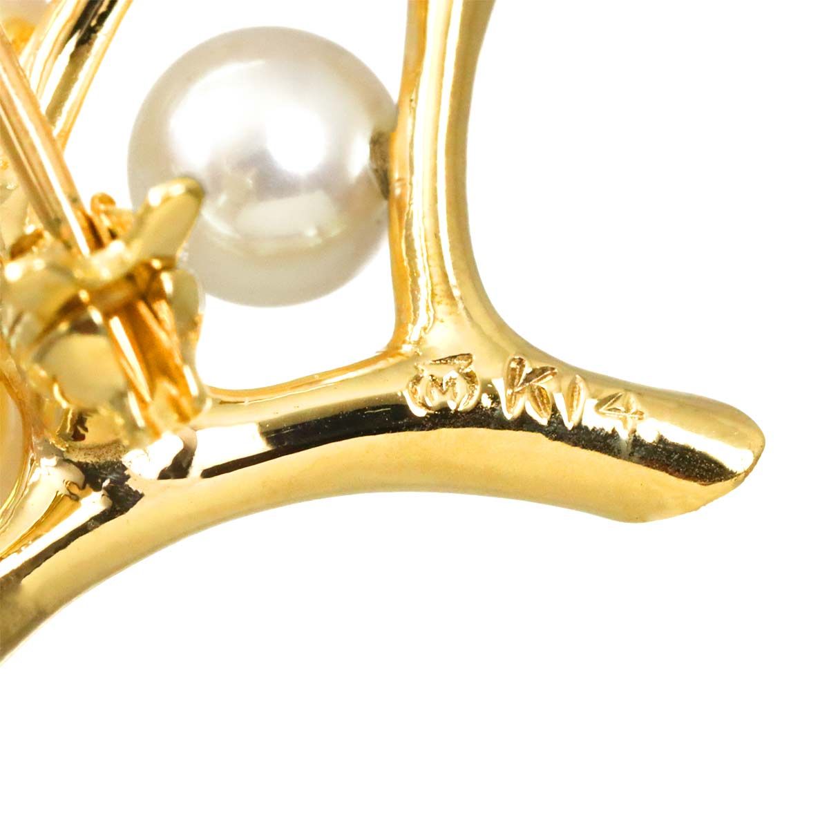 ミキモト MIKIMOTO アコヤ真珠 5.5-4.2mm ブローチ K14 YG イエロー