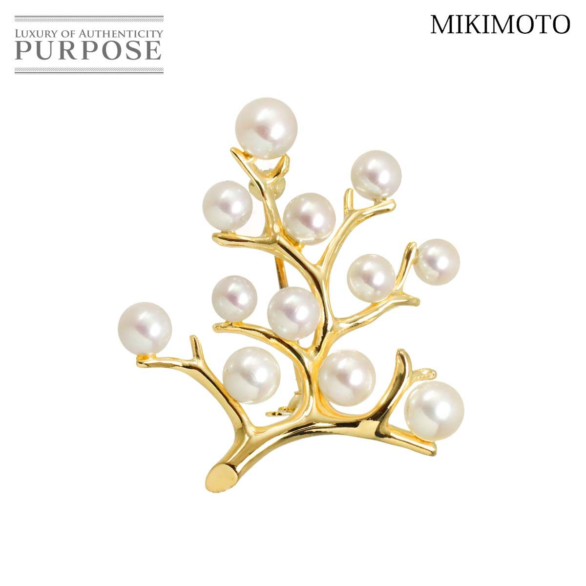 ミキモト MIKIMOTO アコヤ真珠 5.5-4.2mm ブローチ K14 YG イエローゴールド 585 パール Brooch 90325739 72,050円