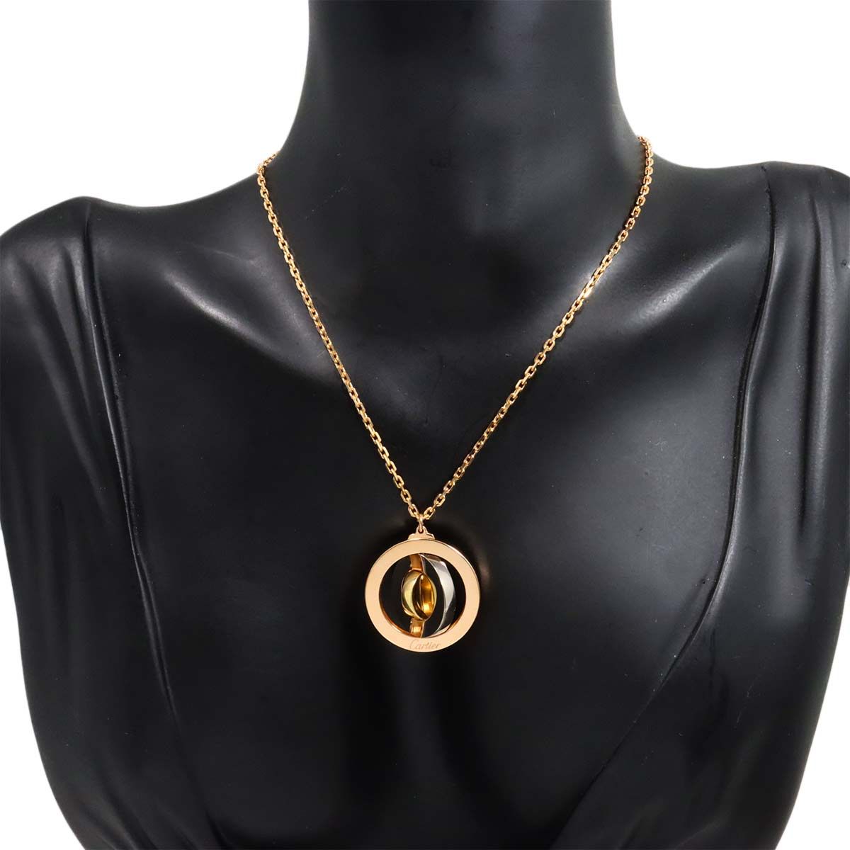 カルティエ Cartier ラウンド トリニティ ネックレス 41cm K18 YG WG 