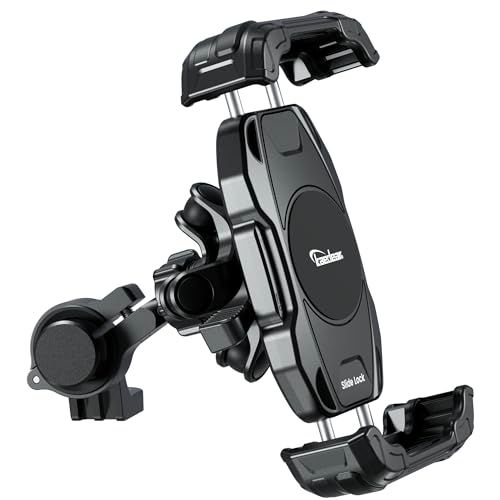 Kaedear(カエディア) バイク スマホホルダー 振動吸収 携帯ホルダー ファイバー強化樹脂&アルミ ハンドル/ミラー 原付 オートバイ 自転車/脱着操作性&開閉回数耐久バランス型/スマホ厚さ17mmまで/カメラ突き出し対応/サイドロック 5ff068cd