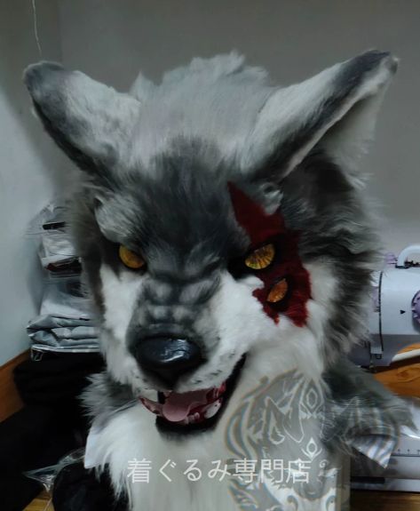 狼　犬　猫　着ぐるみ ヘッド全頭　ヘッド ケモノ ファースーツ ぬいぐるみ コスプレ コスチューム Kurumi 一点物 C974